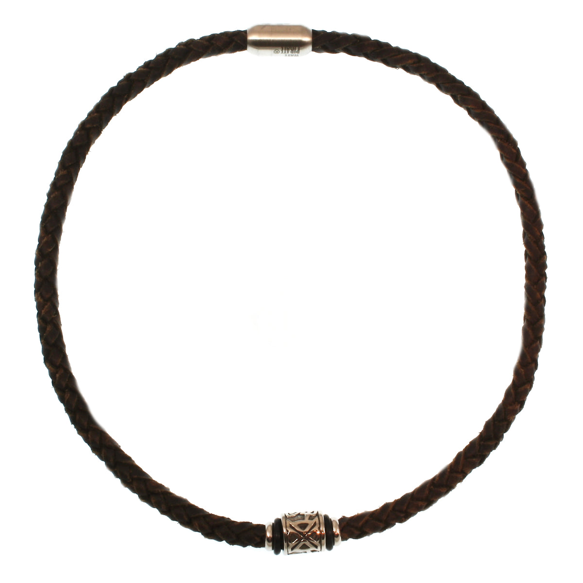 Herren-leder-halskette-damen-shine-braun-geflochten-Edelstahlverschluss-vorn-wavepirate-shop-f