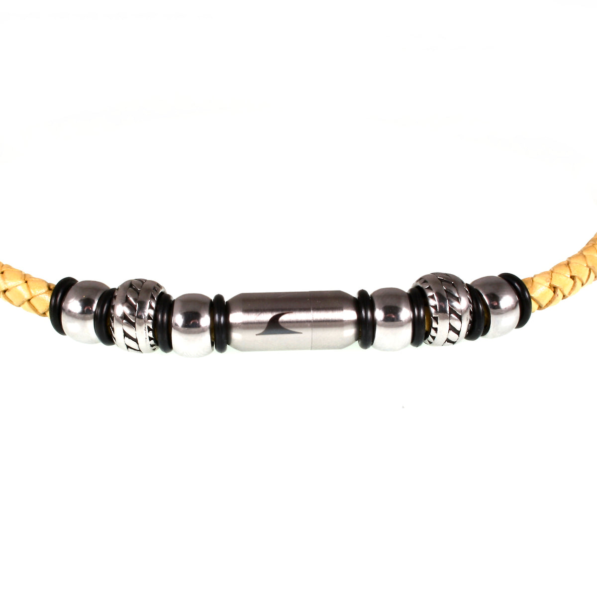 Herren-leder-halskette-damen-steel-gelb-silber-geflochten-Edelstahlverschluss-detail-wavepirate-shop-f