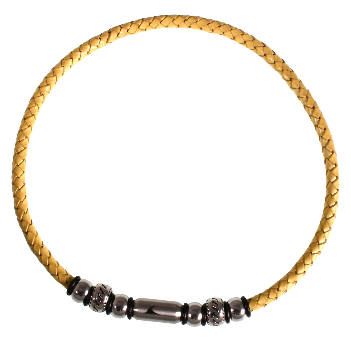 Herren-leder-halskette-damen-steel-gelb-silber-geflochten-Edelstahlverschluss-vorn-wavepirate-shop-f
