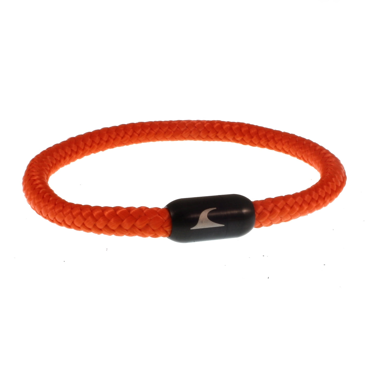 Herren-segeltau-armband-damen-sylt-orange-schwarz-geflochten-Edelstahlverschluss-vorn-wavepirate-shop-st