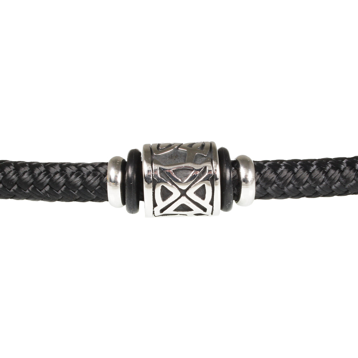 Herren-segeltau-halskette-damen-shine-schwarz-silber-geflochten-Edelstahlverschluss-detail-wavepirate-shop-st