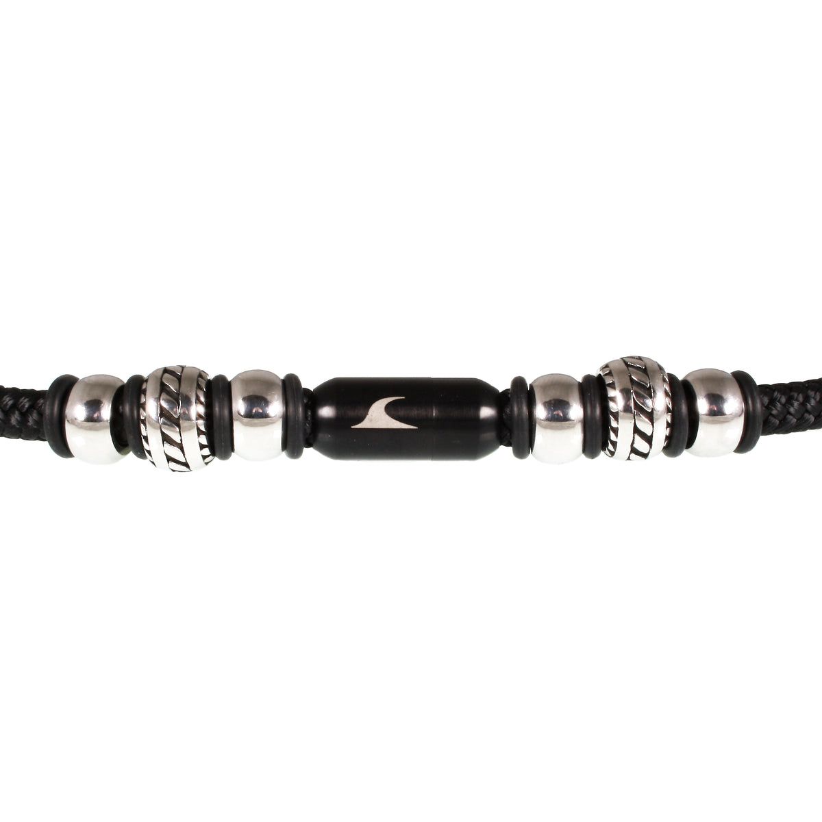 Herren-segeltau-halskette-damen-steel-schwarz-geflochten-Edelstahlverschluss-detail-wavepirate-shop-st