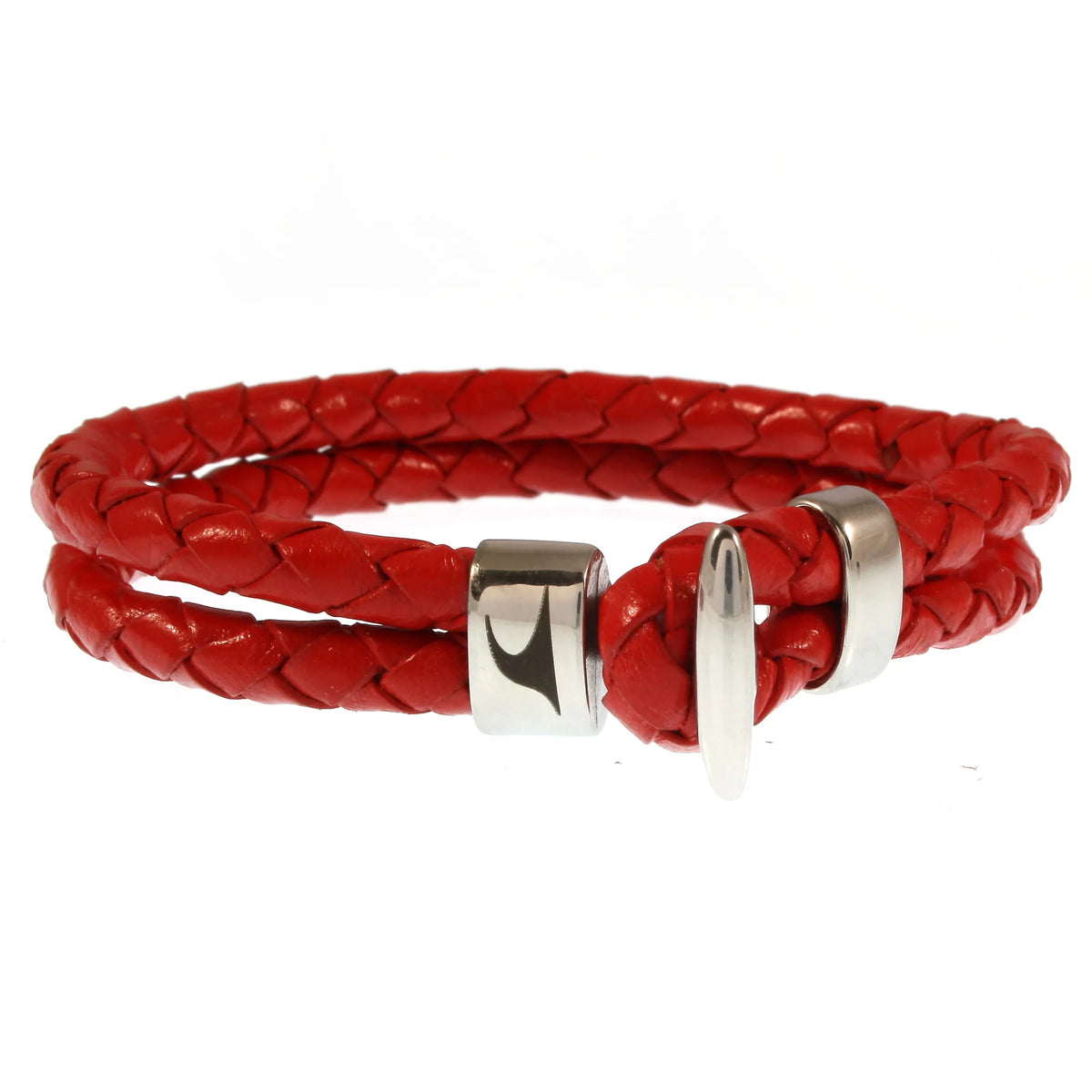 Leder-Armband-Damen-Aruba-rot-geflochten-Edelstahlverschluss-vorn-wavepirate-shop-f