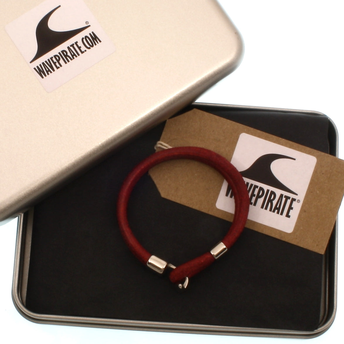 Leder-Armband-Damen-Herren-Aruba-bordeaux-geflochten-Edelstahlverschluss-geschenkverpackung-wavepirate-shop-r