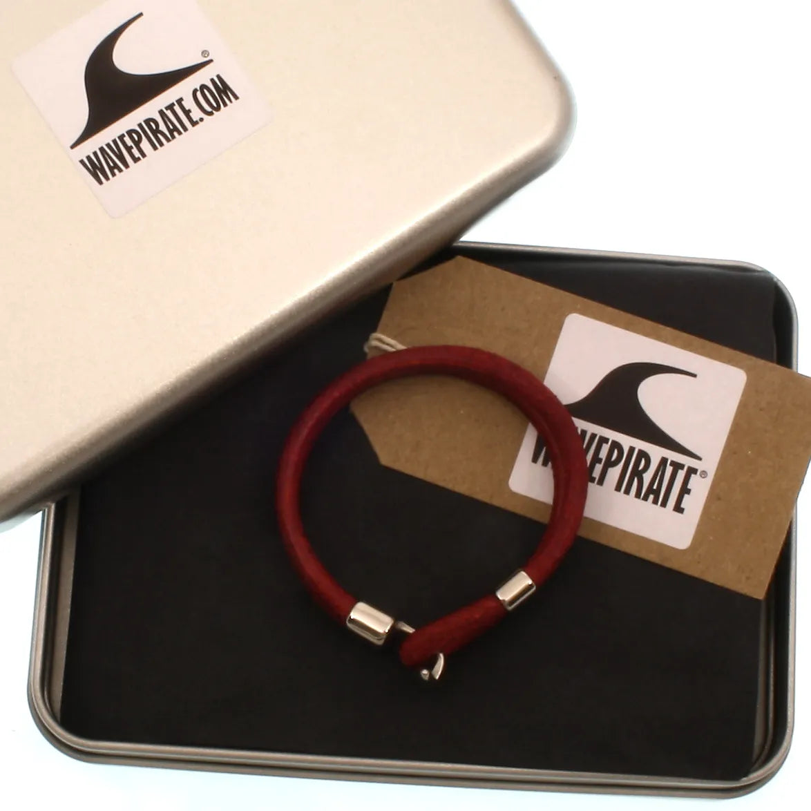 Leder-Armband-Damen-Herren-Aruba-bordeaux-geflochten-Edelstahlverschluss-geschenkverpackung-wavepirate-shop-r