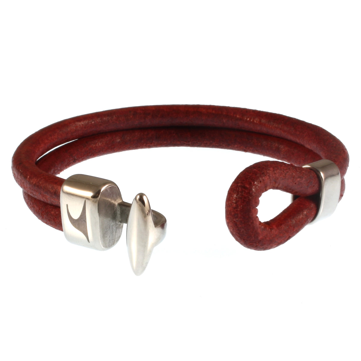 Leder-Armband-Damen-Herren-Aruba-bordeaux-geflochten-Edelstahlverschluss-offen-wavepirate-shop-r