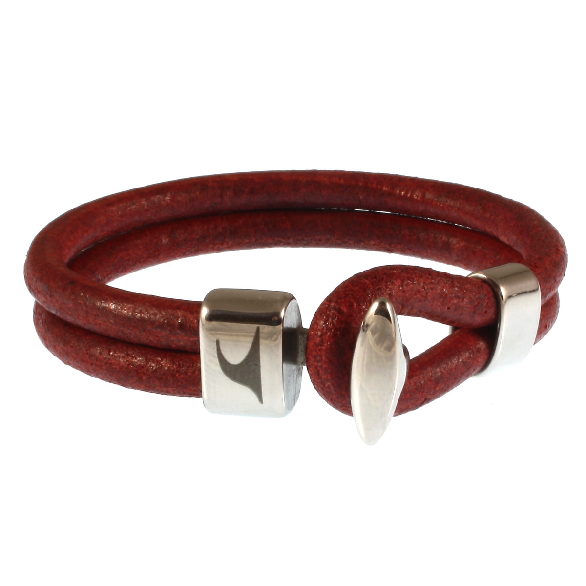 Leder-Armband-Damen-Herren-Aruba-bordeaux-geflochten-Edelstahlverschluss-vorn-wavepirate-shop-r