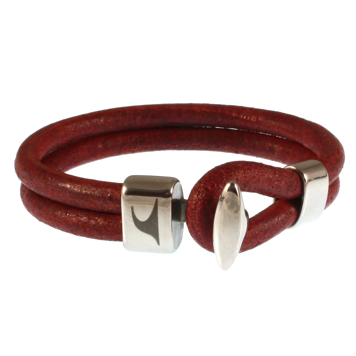 Leder-Armband-Damen-Herren-Aruba-bordeaux-geflochten-Edelstahlverschluss-vorn-wavepirate-shop-r