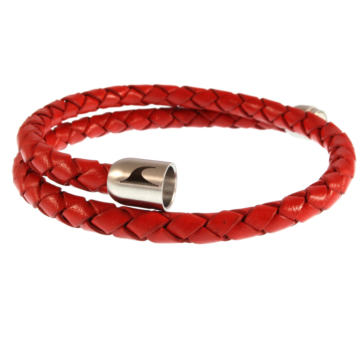 Leder-Armband-Damen-hawaii-rot-geflochten-Edelstahlverschluss-offen-wavepirate-shop-f