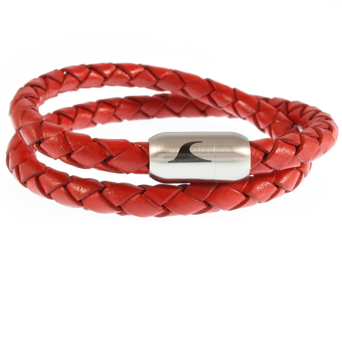 Leder-Armband-Damen-hawaii-rot-geflochten-Edelstahlverschluss-vorn-wavepirate-shop-f