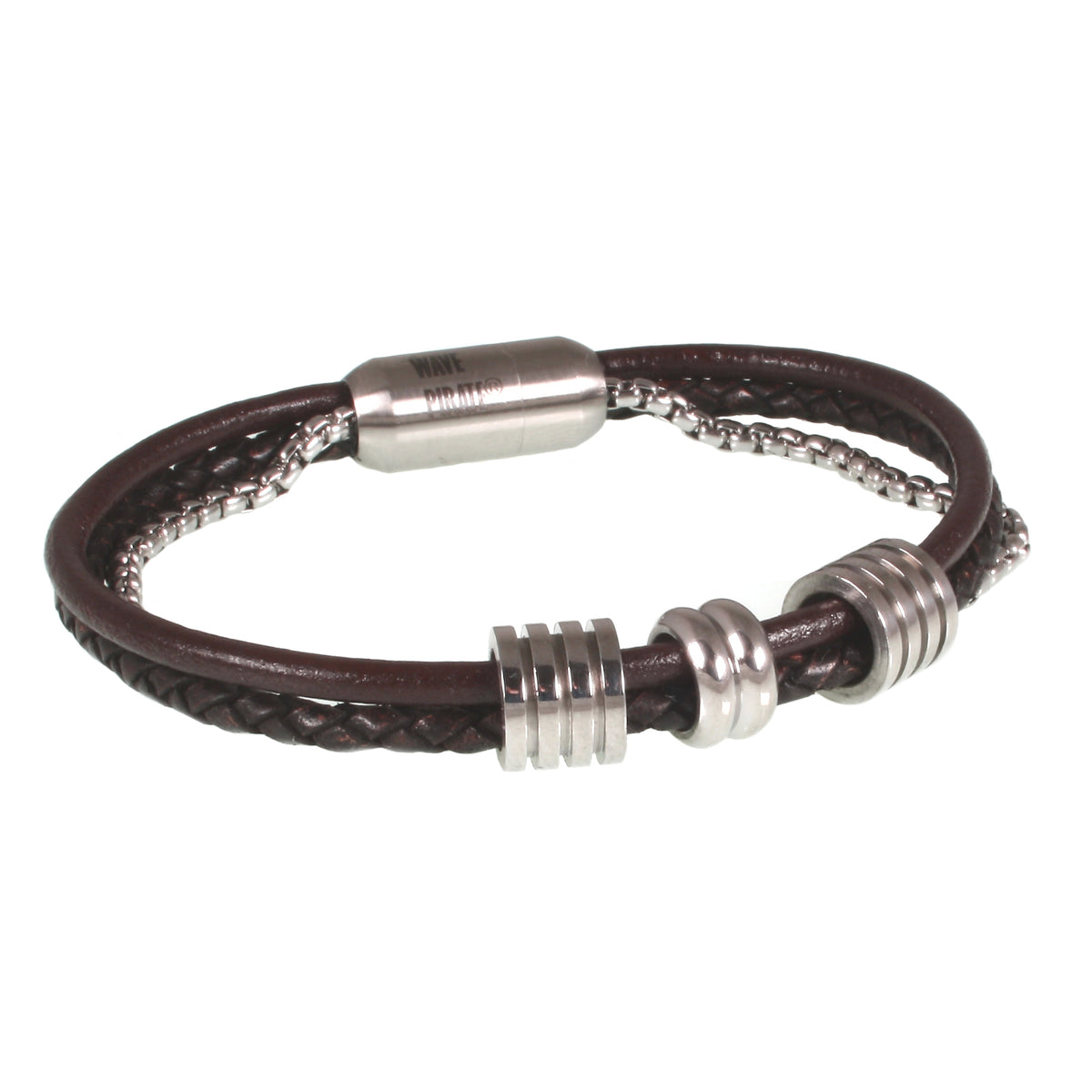 Leder-Armband-Edelstahlkette-Herren-Lex-Braun-geflochten-Edelstahlverschluss-vorn-wavepirate-shop-r