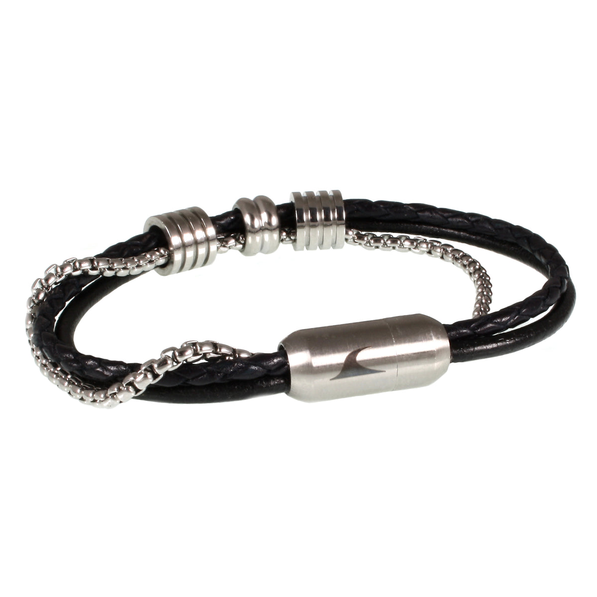 Leder-Armband-Edelstahlkette-Herren-Lex-Schwarz-geflochten-Edelstahlverschluss-hinten-wavepirate-shop-r