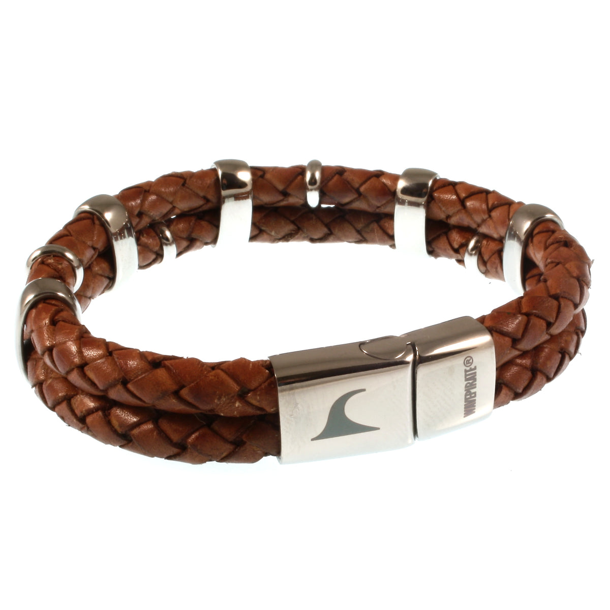 Leder-Armband-Herren-Afrika-cognac-geflochten-Edelstahlverschluss-vorn-wavepirate-shop-f