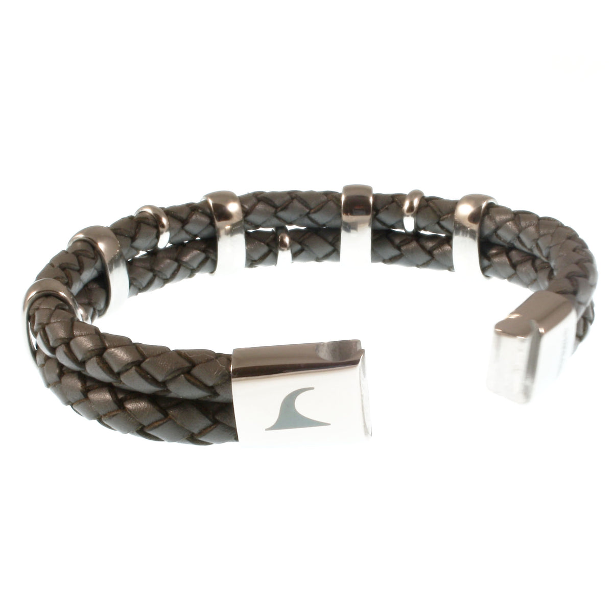 Leder-Armband-Herren-Afrika-grau-geflochten-Edelstahlverschluss-offen-wavepirate-shop-f
