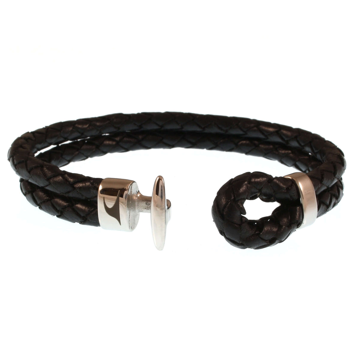 Leder-Armband-Herren-Aruba-schwarz-geflochten-Edelstahlverschluss-offen-wavepirate-shop-f