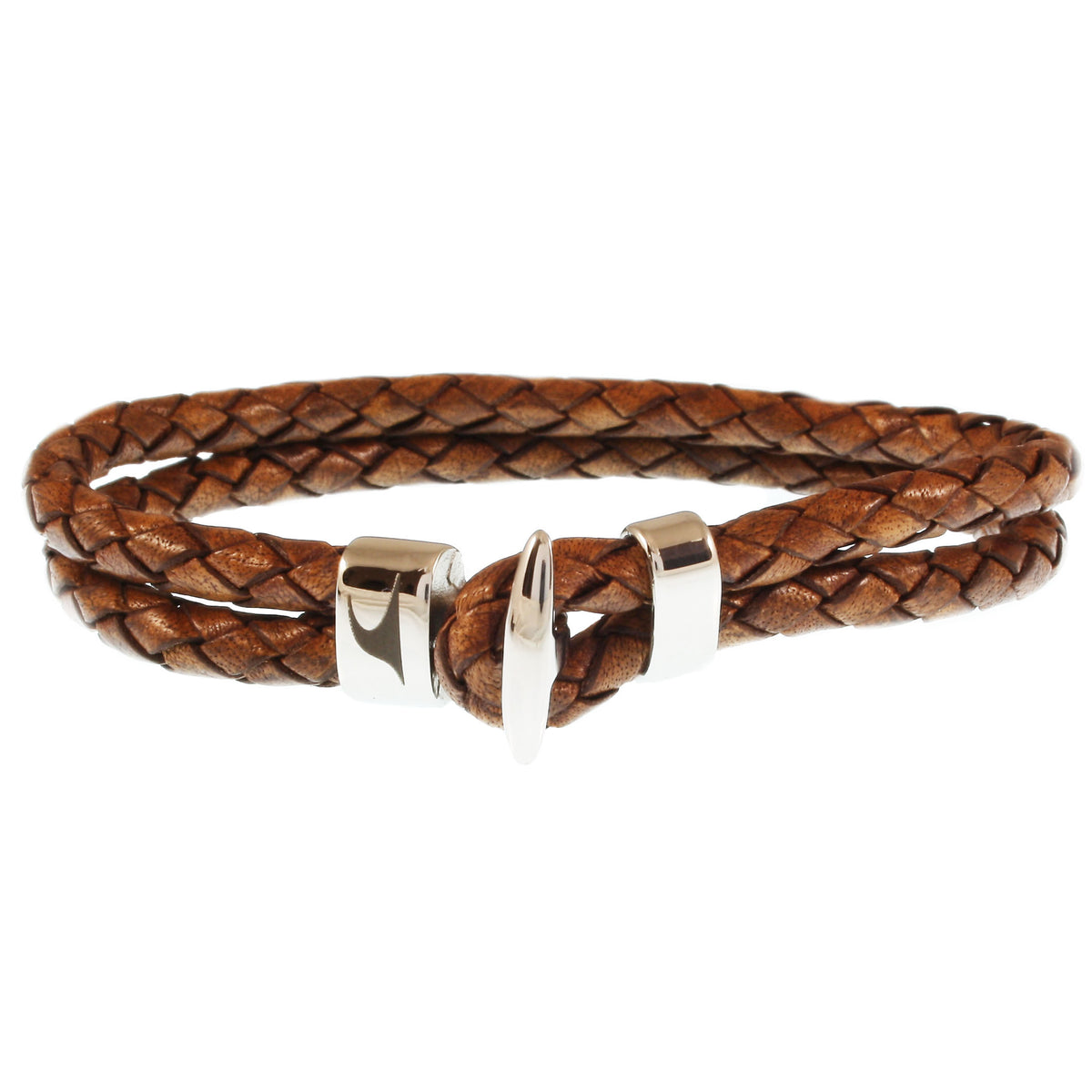 Leder-Armband-Herren-Damen-Aruba-cognac-geflochten-Edelstahlverschluss-vorn-wavepirate-shop-f