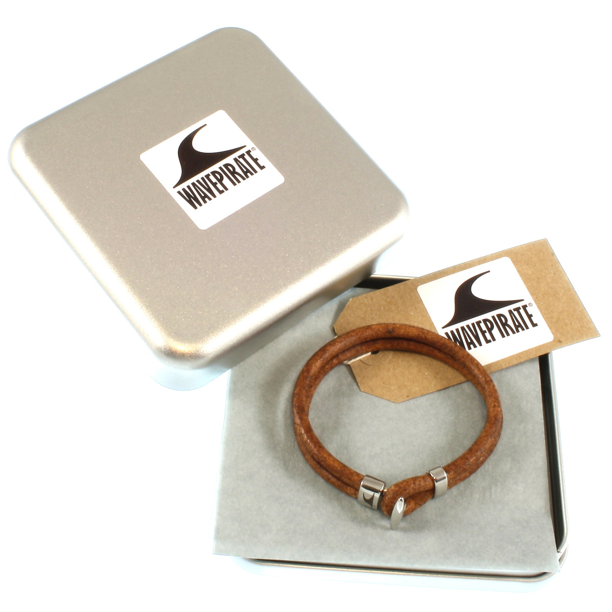 Leder-Armband-Herren-Damen-Aruba-cognac-massiv-Edelstahlverschluss-geschenkverpackung-wavepirate-shop-r