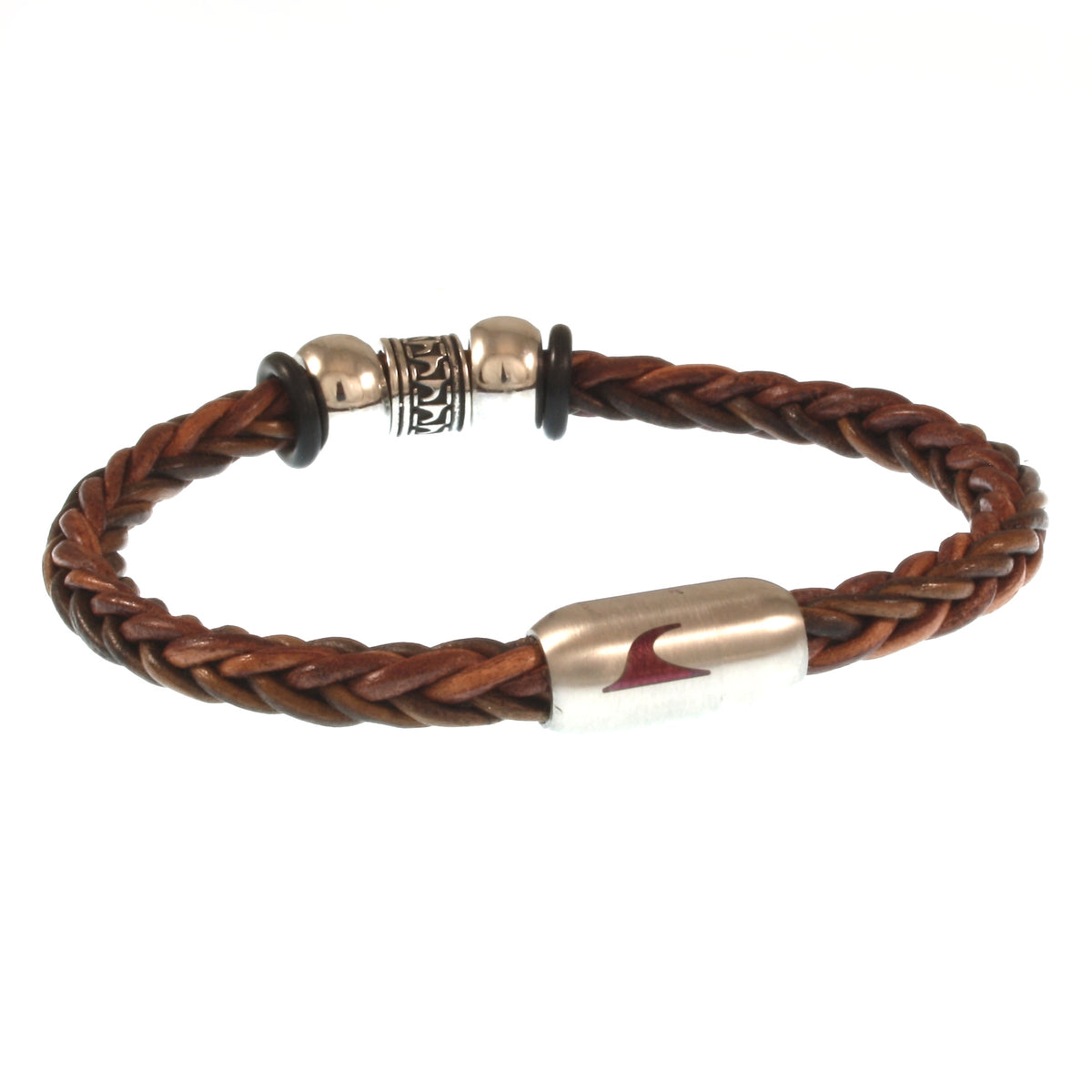 Leder-Armband-Herren-Damen-atoll-braun-geflochten-Edelstahlverschluss-hinten-wavepirate-shop-z8
