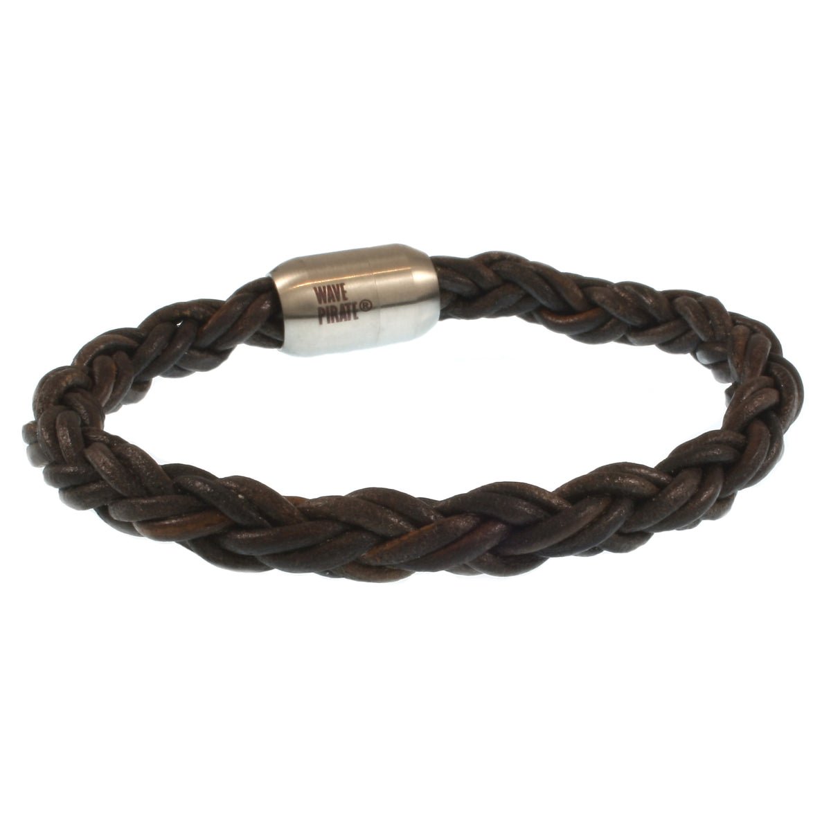 Leder-Armband-Herren-Fuerte-Braun-geflochten-Edelstahlverschluss-hinten-wavepirate-shop-zo