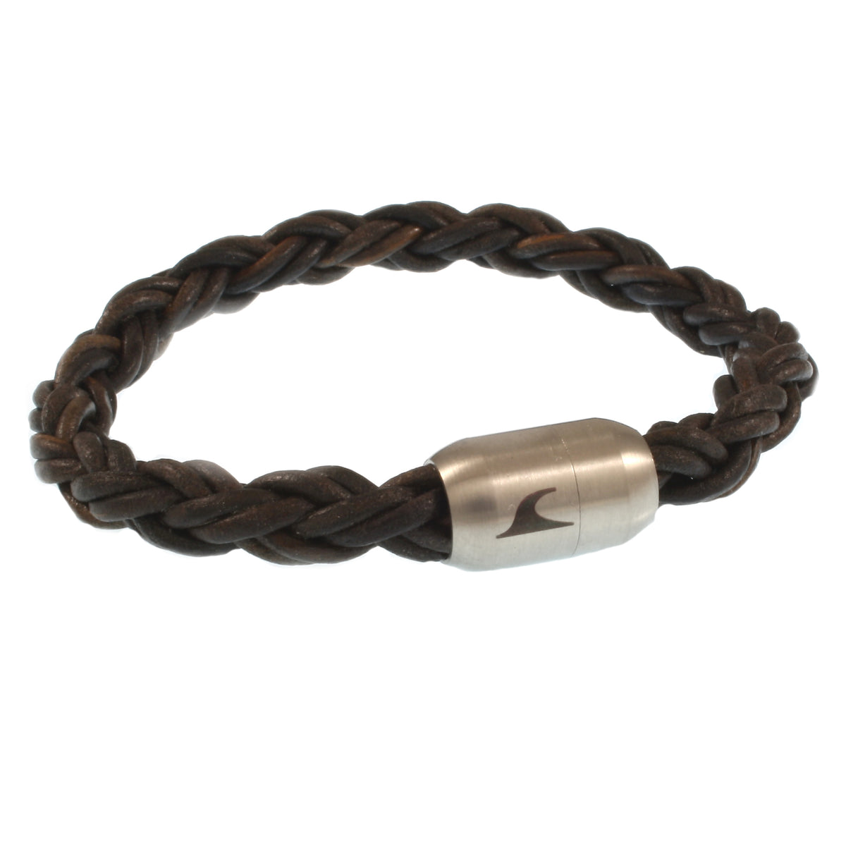 Leder-Armband-Herren-Fuerte-Braun-geflochten-Edelstahlverschluss-vorn-wavepirate-shop-zo