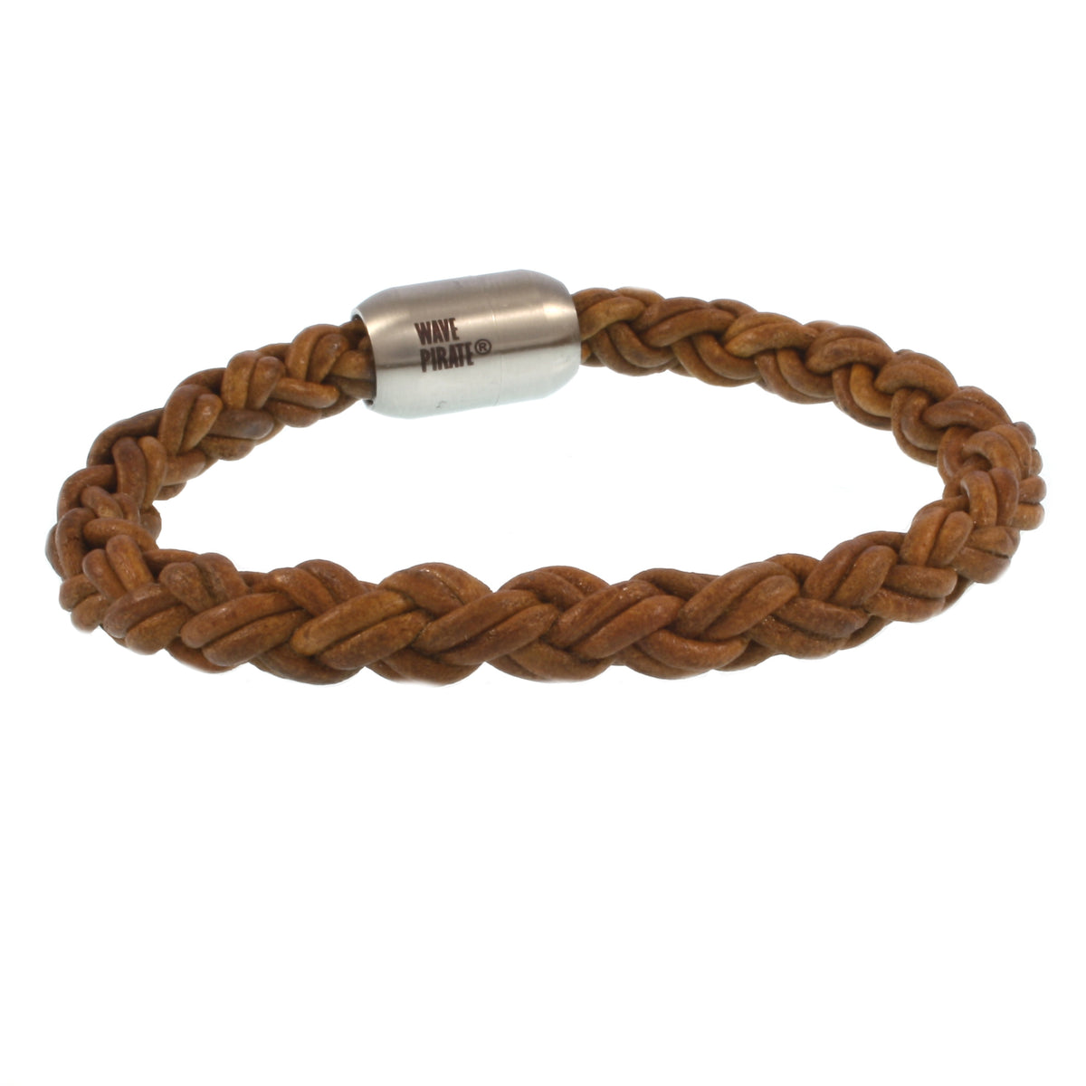 Leder-Armband-Herren-Fuerte-Cognac-geflochten-Edelstahlverschluss-hinten-wavepirate-shop-zo