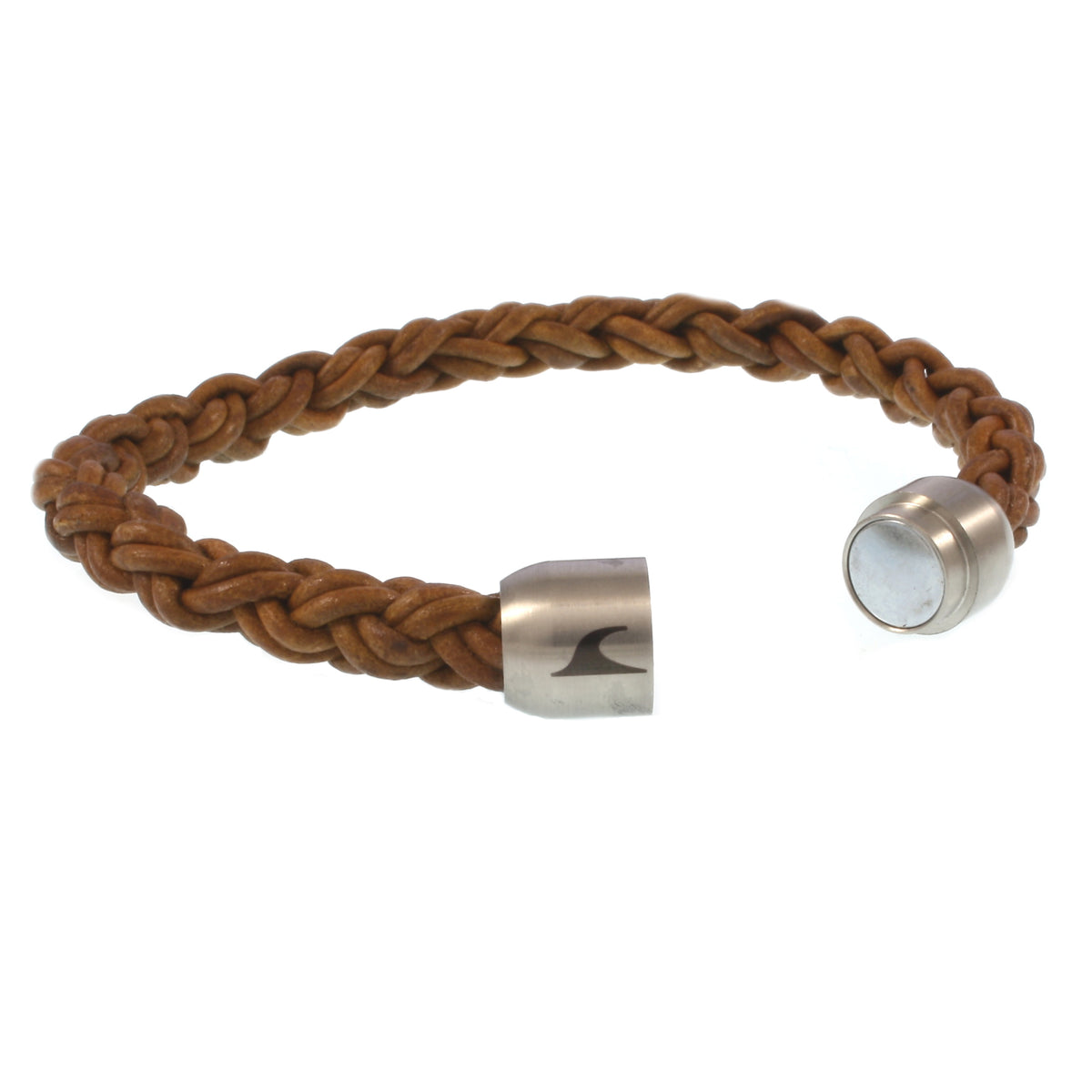 Leder-Armband-Herren-Fuerte-Cognac-geflochten-Edelstahlverschluss-offen-wavepirate-shop-zo