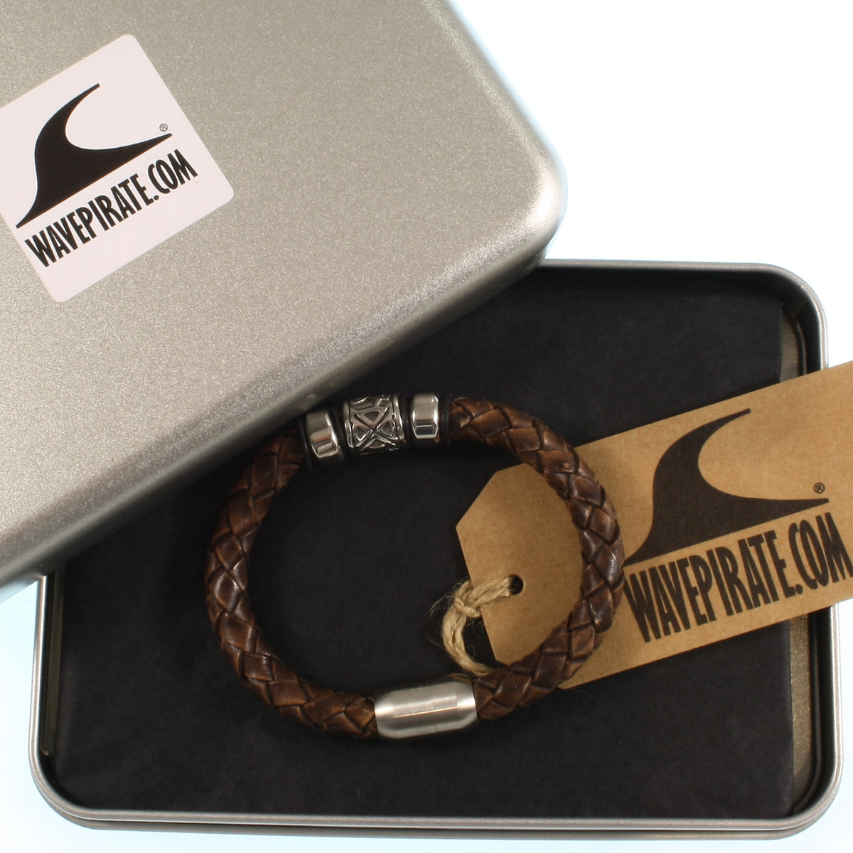 Leder-Armband-Herren-Fuerte-Shine-braun-geflochten-Edelstahlverschluss-geschenkverpackung-wavepirate-shop-f