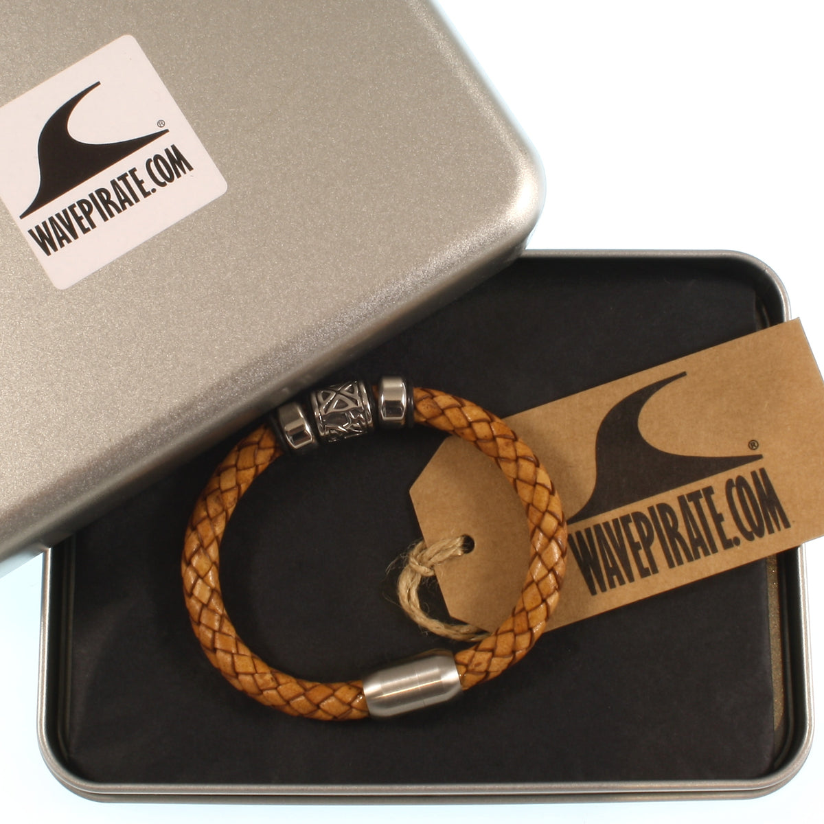 Leder-Armband-Herren-Fuerte-Shine-cognac-geflochten-Edelstahlverschluss-geschenkverpackung-wavepirate-shop-f