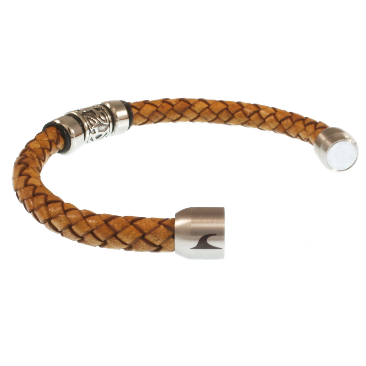 Leder-Armband-Herren-Fuerte-Shine-cognac-geflochten-Edelstahlverschluss-offen-wavepirate-shop-f