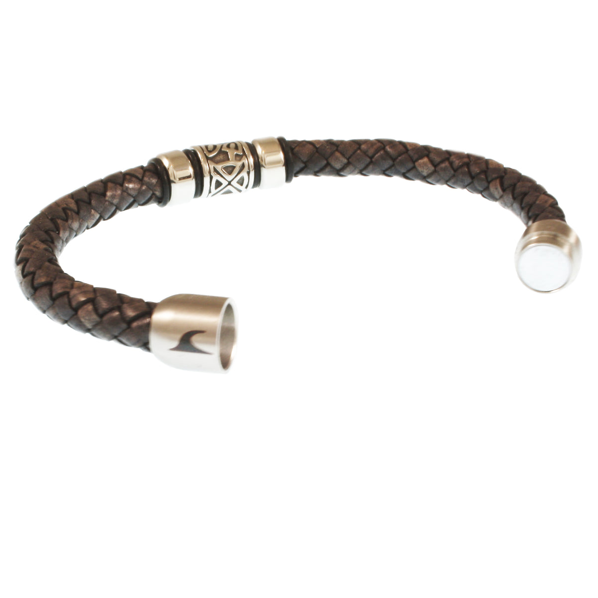 Leder-Armband-Herren-Fuerte-Shine-grau-geflochten-Edelstahlverschluss-offen-wavepirate-shop-f