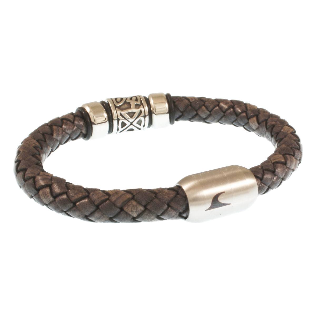 Leder-Armband-Herren-Fuerte-Shine-grau-geflochten-Edelstahlverschluss-vorn-wavepirate-shop-f