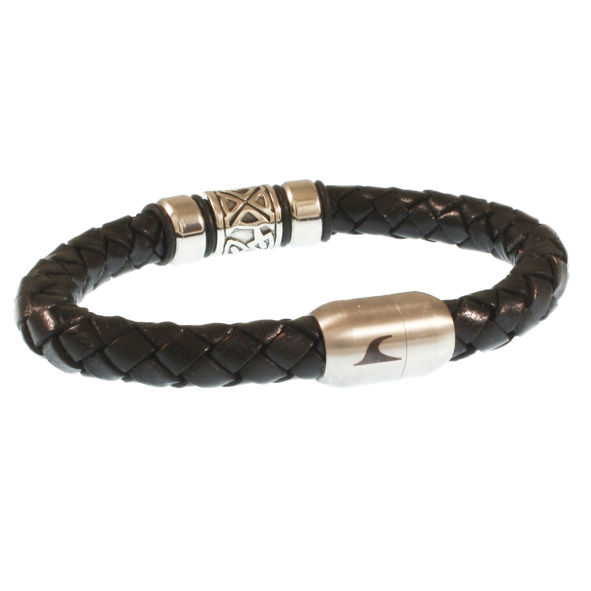 Leder-Armband-Herren-Fuerte-Shine-schwarz-geflochten-Edelstahlverschluss-hinten-wavepirate-shop-f
