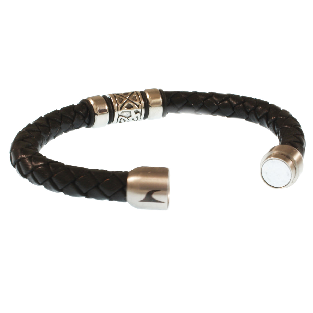 Leder-Armband-Herren-Fuerte-Shine-schwarz-geflochten-Edelstahlverschluss-offen-wavepirate-shop-f
