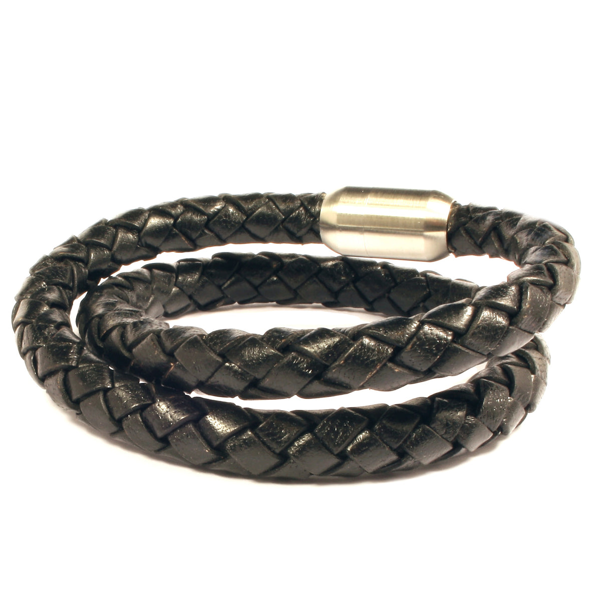 Leder-Armband-Herren-Fuerte-Xl-schwarz-geflochten-Edelstahlverschluss-hinten-wavepirate-shop-f