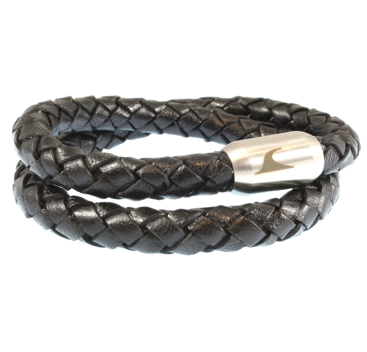 Leder-Armband-Herren-Fuerte-Xl-schwarz-geflochten-Edelstahlverschluss-vorn-wavepirate-shop-f
