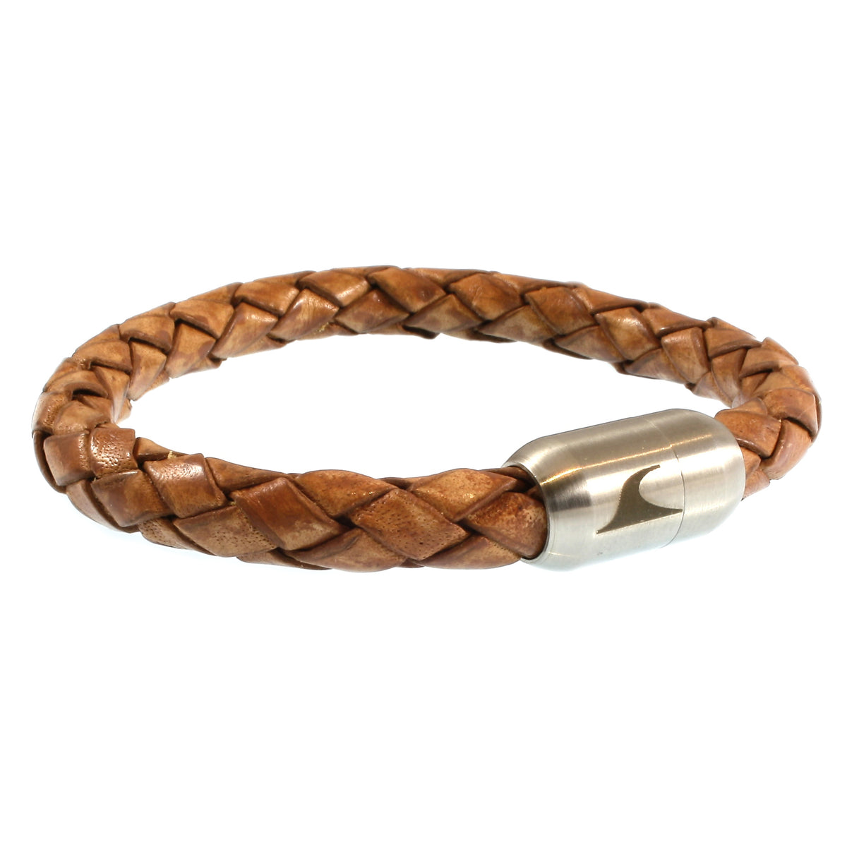 Leder-Armband-Herren-Fuerte-cognac-geflochten-Edelstahlverschluss-vorn-wavepirate-shop-f