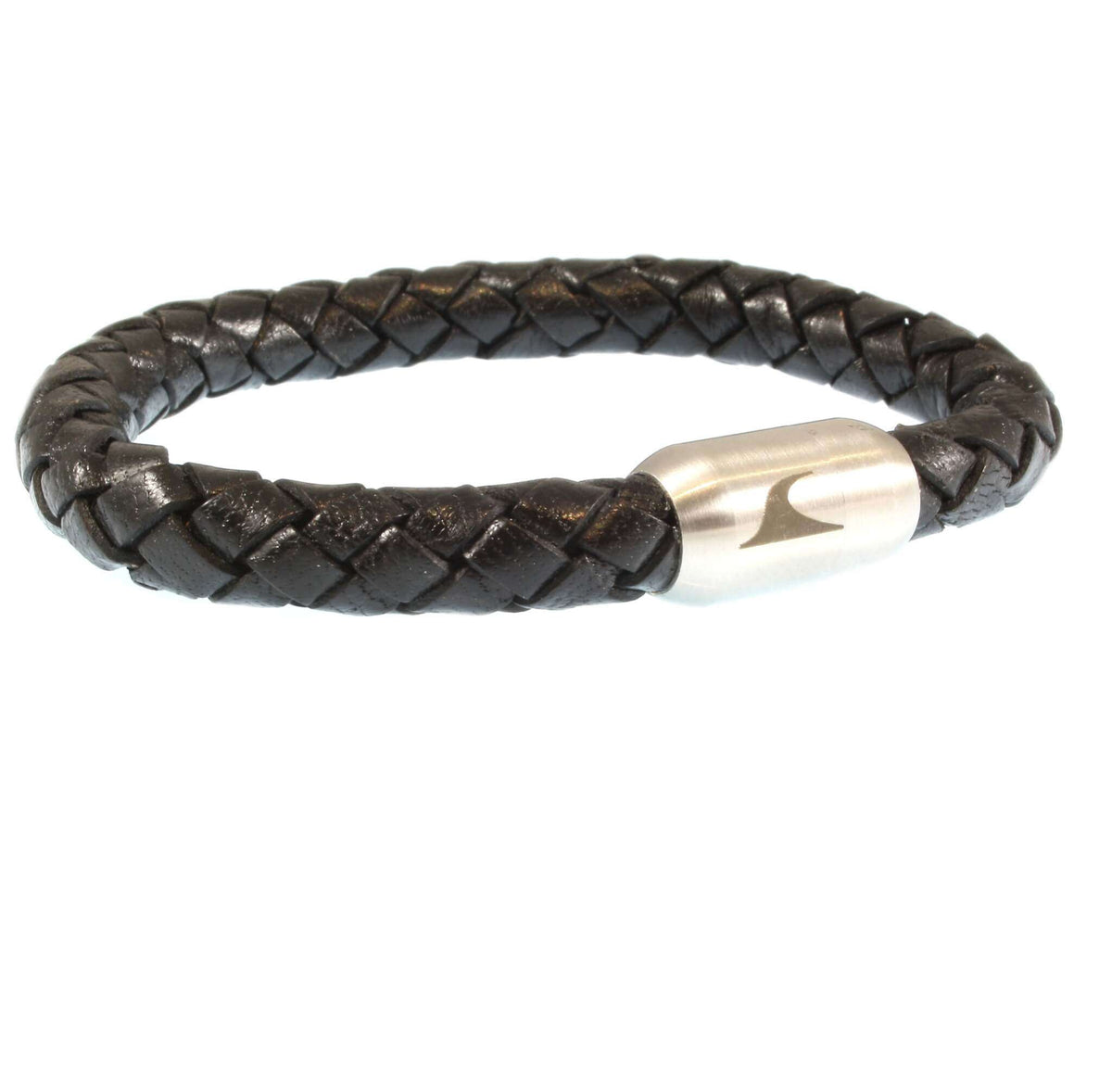 Leder-Armband-Herren-Fuerte-schwarz-geflochten-Edelstahlverschluss-vorn-wavepirate-shop-f