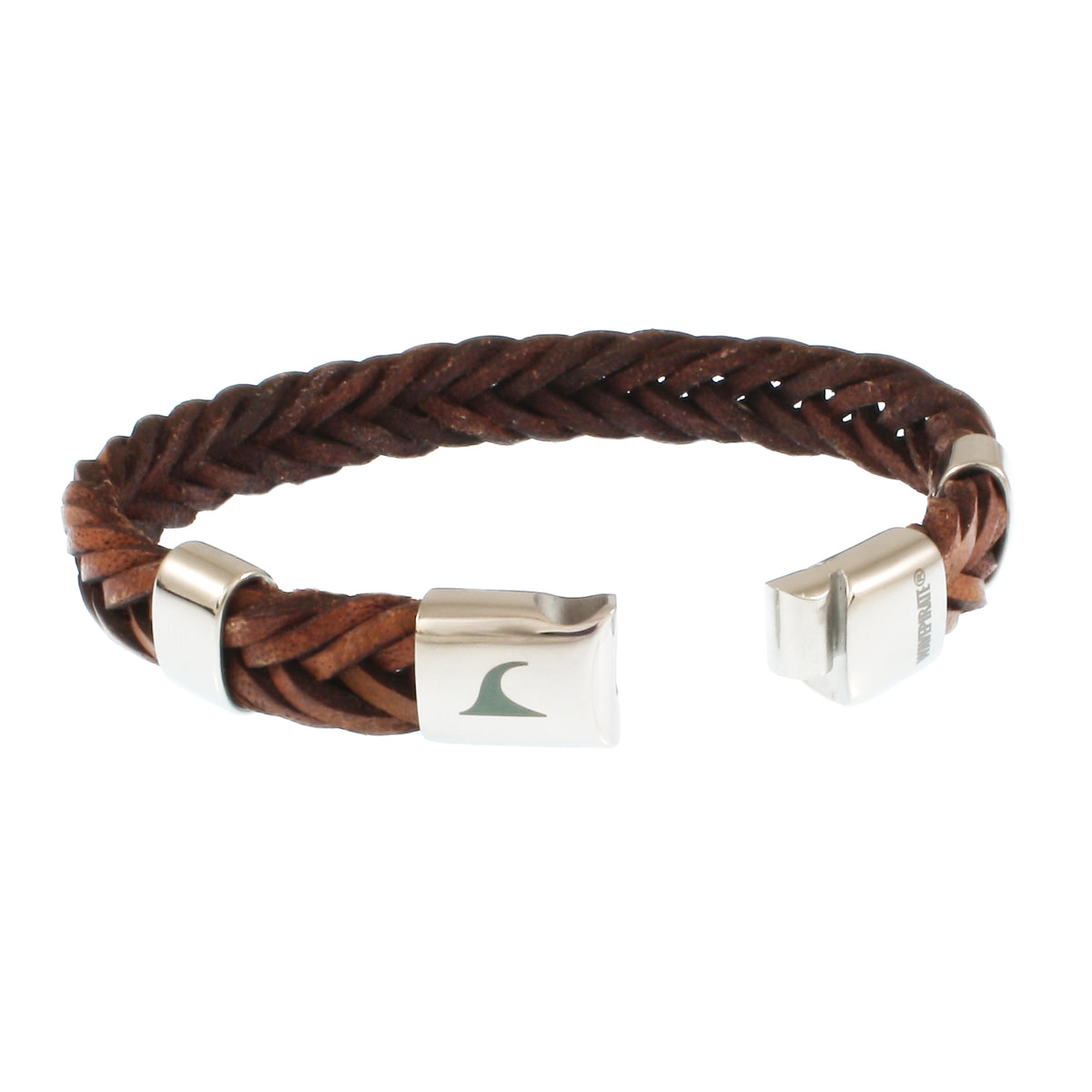 Leder-Armband-Herren-Groove-cognac-geflochten-Edelstahlverschluss-offen-wavepirate-shop-10