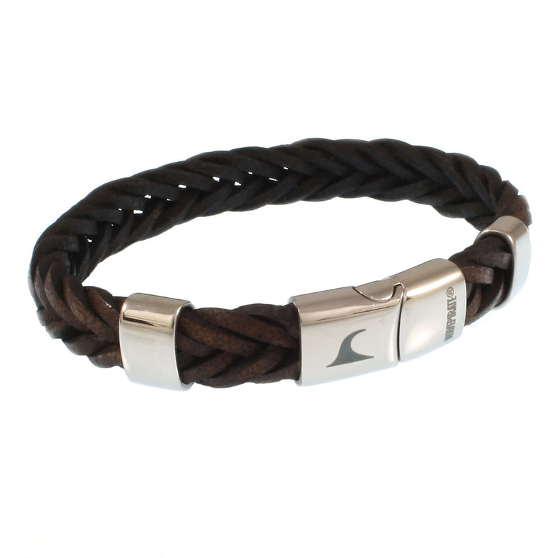 Leder-Armband-Herren-Groove-dunkelbraun-geflochten-Edelstahlverschluss-vorn-wavepirate-shop-10