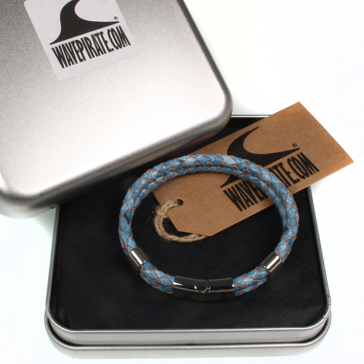 Leder-Armband-Herren-Groove-hellblau-geflochten-Edelstahlverschluss-geschenkverpackung-wavepirate-shop-f