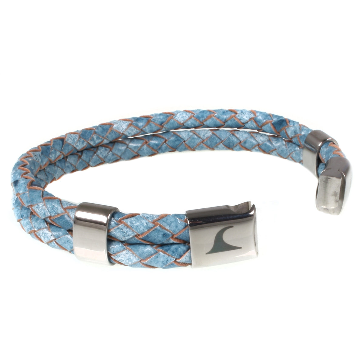 Leder-Armband-Herren-Groove-hellblau-geflochten-Edelstahlverschluss-offen-wavepirate-shop-f