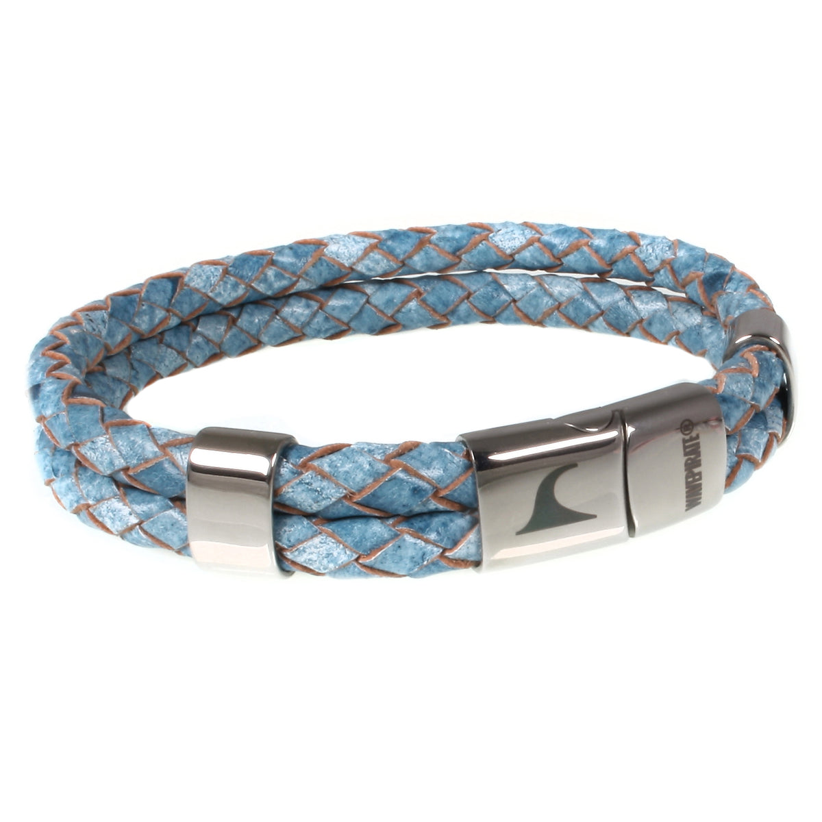 Leder-Armband-Herren-Groove-hellblau-geflochten-Edelstahlverschluss-vorn-wavepirate-shop-f