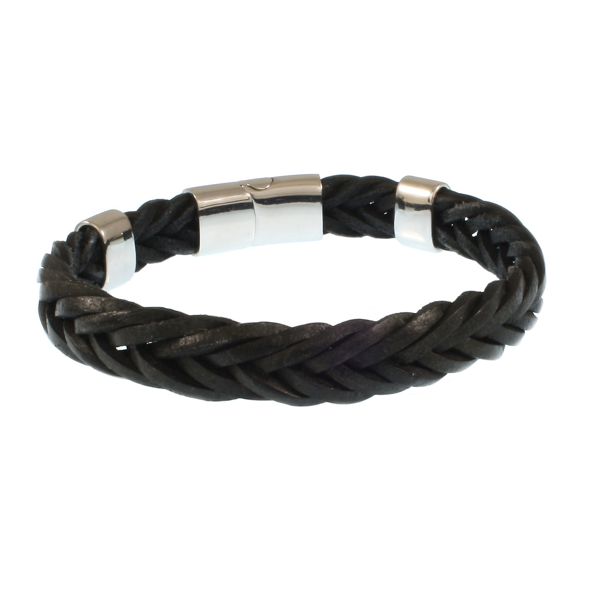 Leder-Armband-Herren-Groove-schwarz-geflochten-Edelstahlverschluss-hinten-wavepirate-shop-10