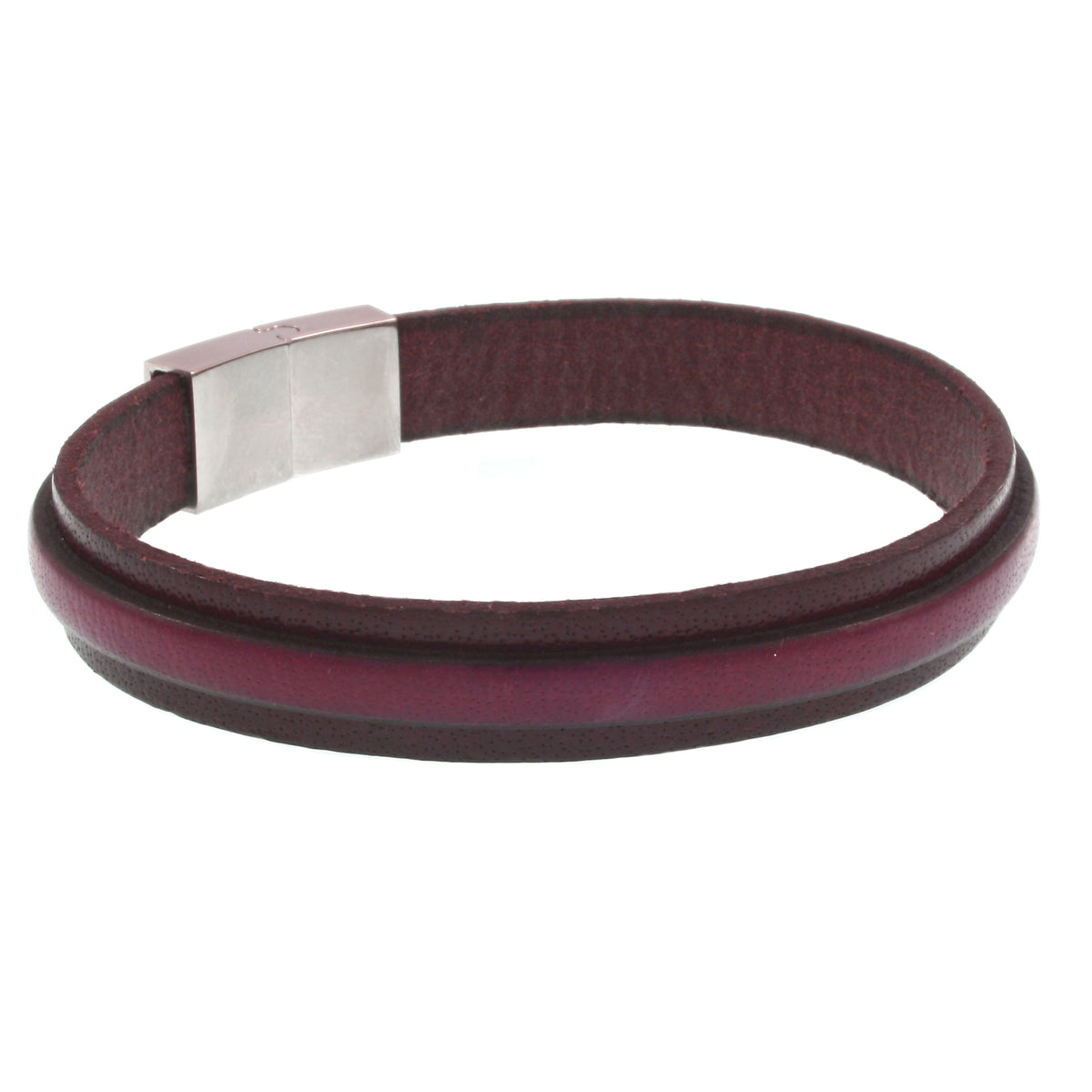Leder-Armband-Herren-Line-braun-mahagoni-flach-Edelstahlverschluss-hinten-wavepirate-shop