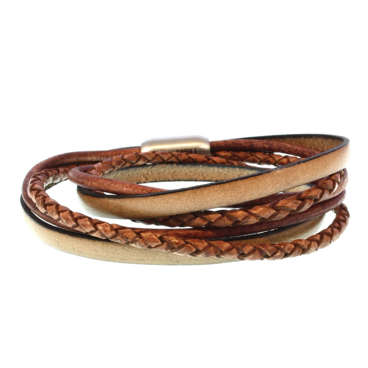 Leder-Armband-Herren-Mixed-cognac-elfenbein-rund-Edelstahlverschluss-offen-wavepirate-shop-lf