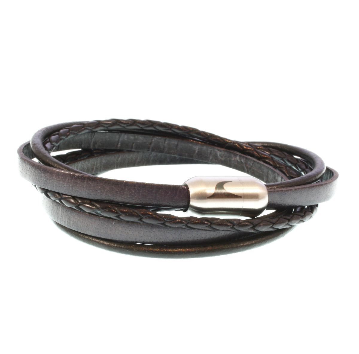 Leder-Armband-Herren-Mixed-schwarz-grau-rund-Edelstahlverschluss-vorn-wavepirate-shop-lf