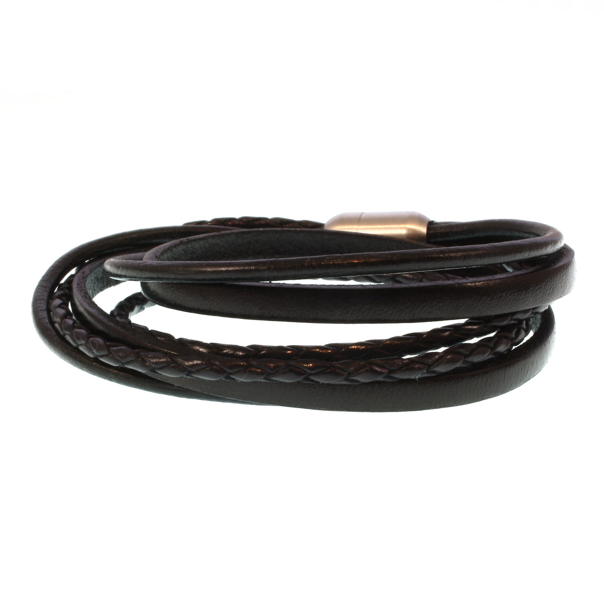 Leder-Armband-Herren-Mixed-schwarz-silber-rund-Edelstahlverschluss-offen-wavepirate-shop-lf