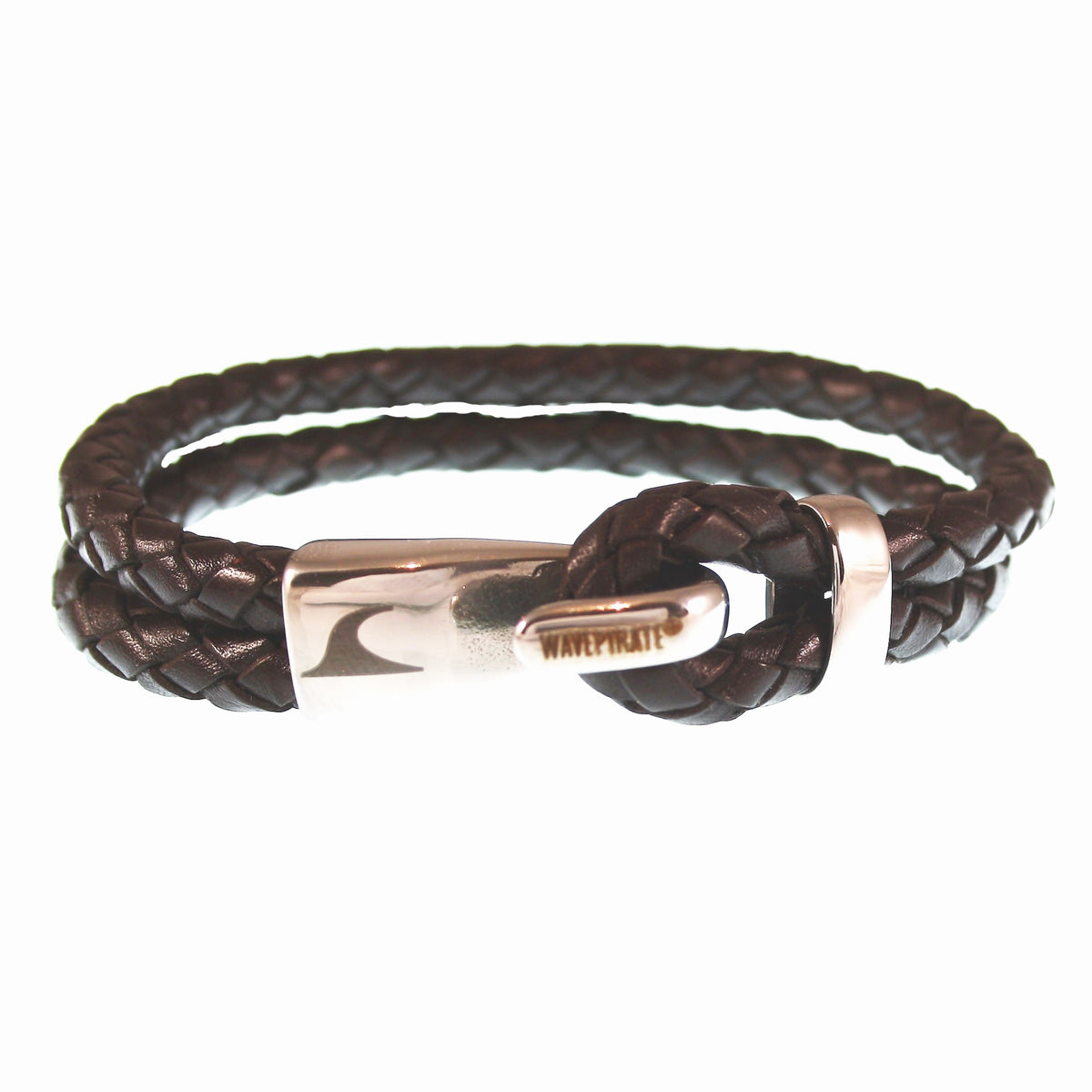 Leder-Armband-Herren-Peak-braun-geflochten-Edelstahlverschluss-vorn-wavepirate-shop-f