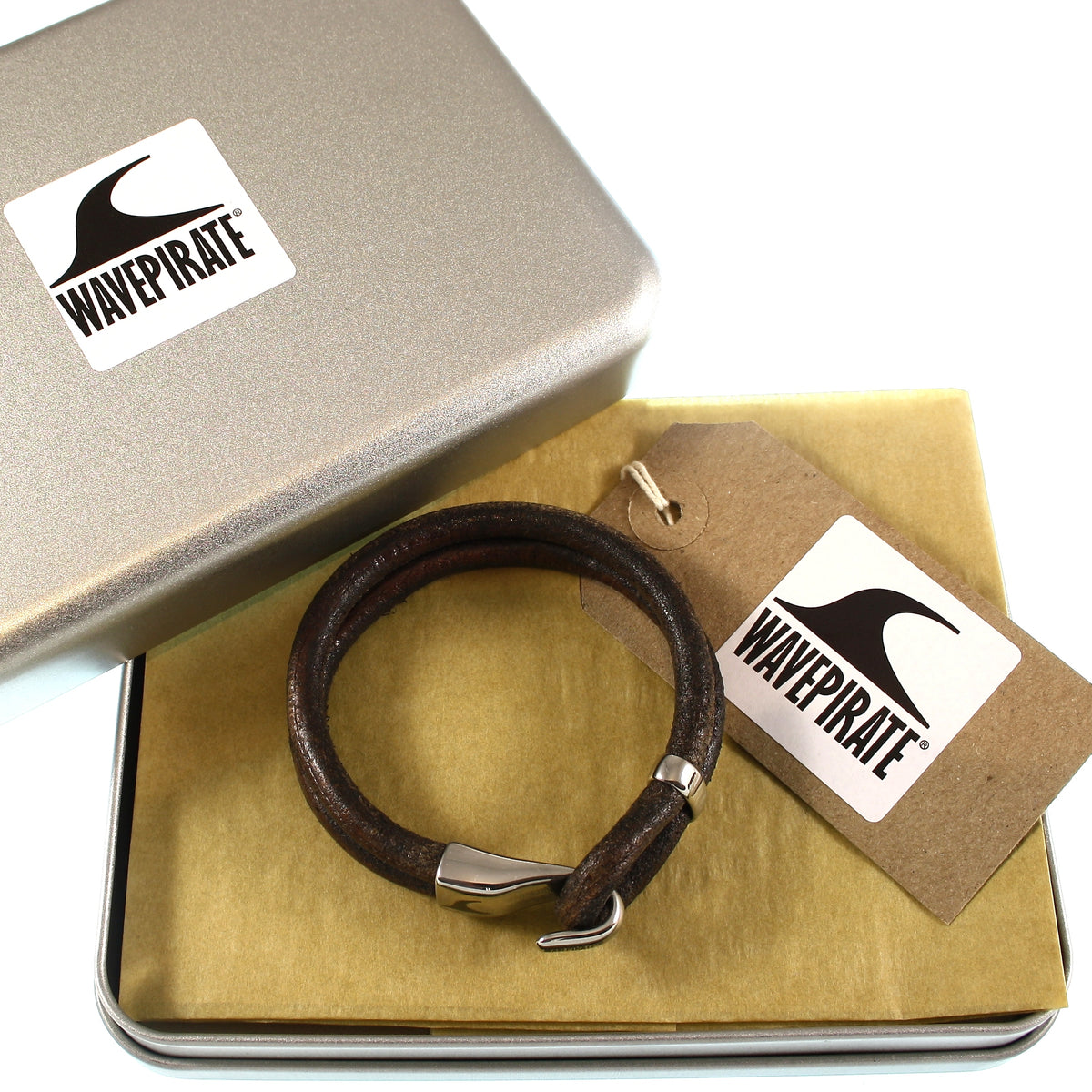Leder-Armband-Herren-Peak-dunkelbraun-rund-Edelstahlverschluss-geschenkverpackung-wavepirate-shop-r
