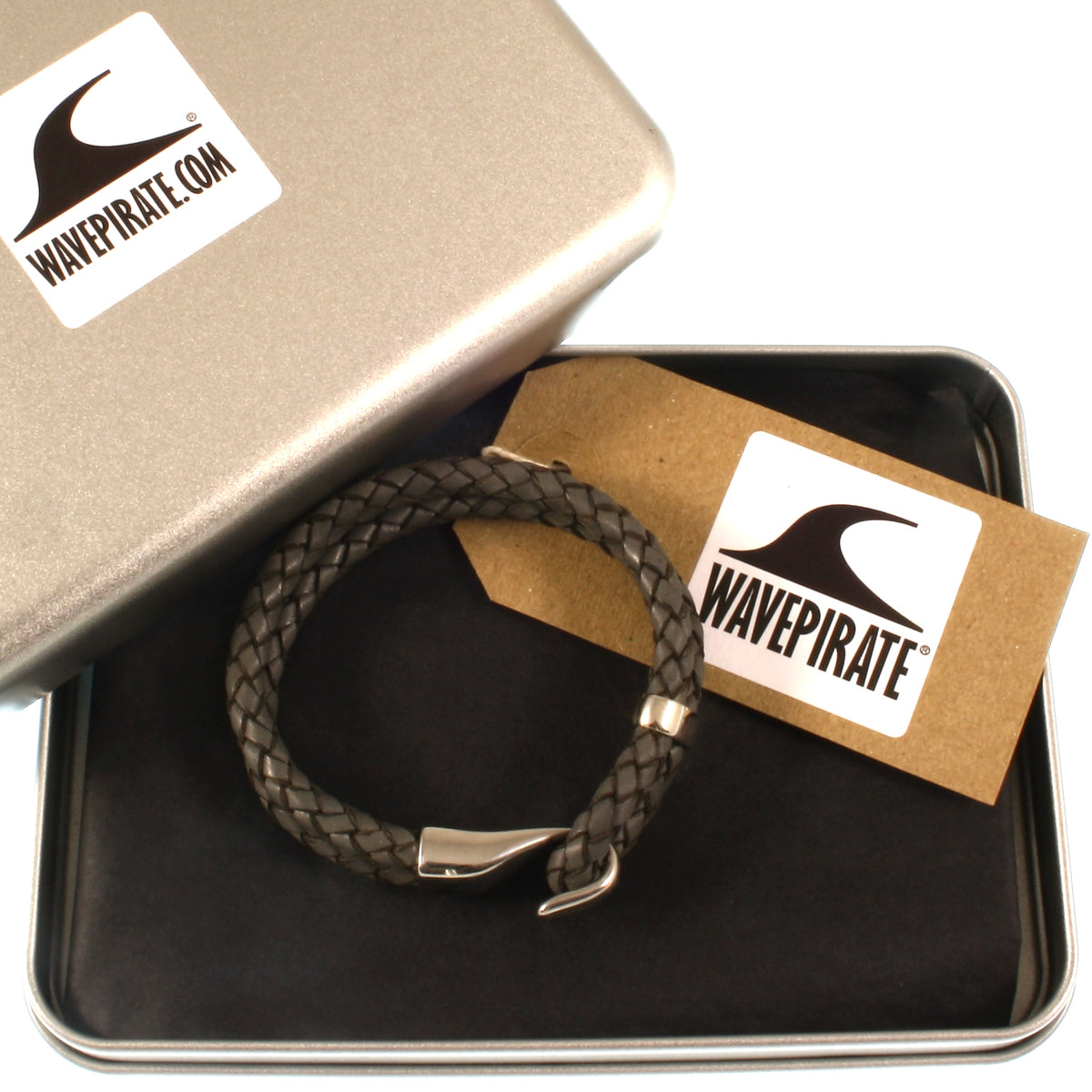 Leder-Armband-Herren-Peak-dunkelgrau-geflochten-Edelstahlverschluss-geschenkverpackung-wavepirate-shop-f
